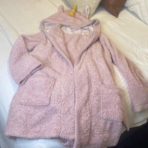 🦄 ARDENE - Pink Sparkly Unicorn Hooded Housecoat-Robe 🦄 - Size Small